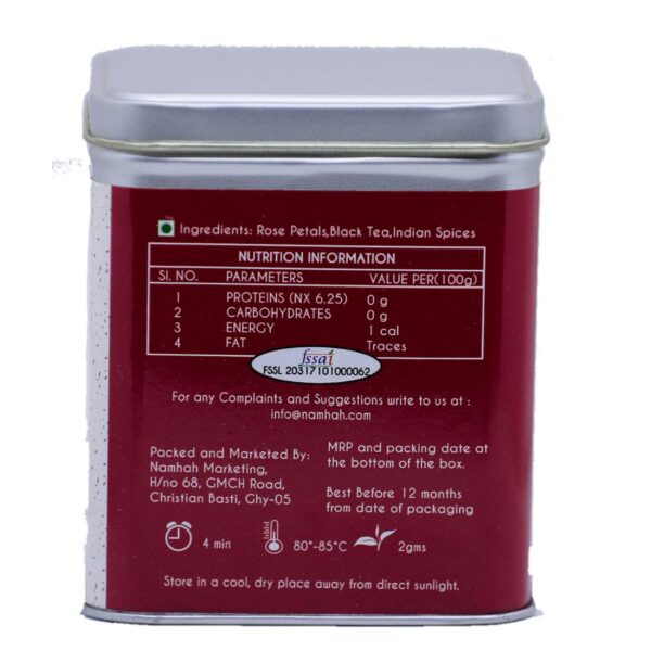 Masala Rose Tea Nutritional Table