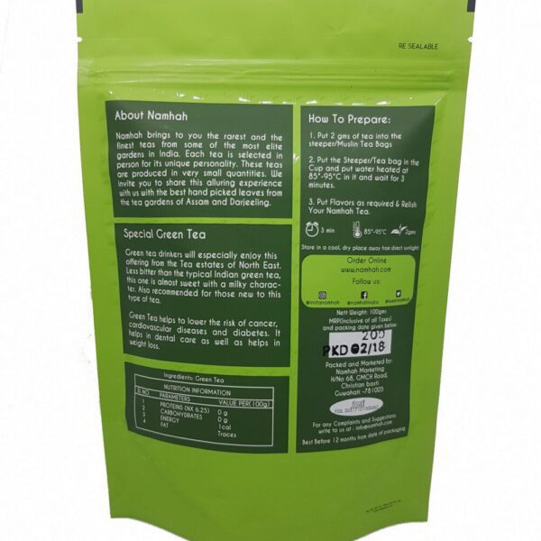 Alternative view of Namhah Organic Green Tea (100gms)