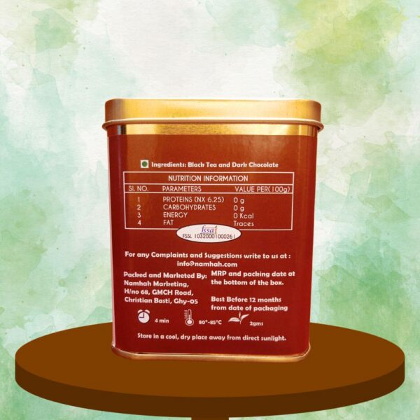 Alternative view of Namhah Dark Chocolate Tea 100gms Tin Box