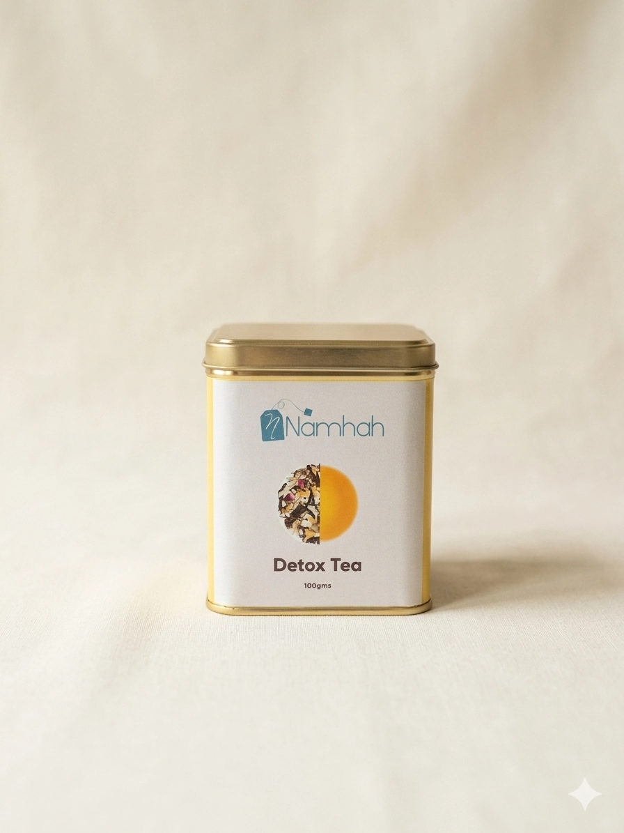 Detox Tea 100gm Tin Box With Front view of tin box