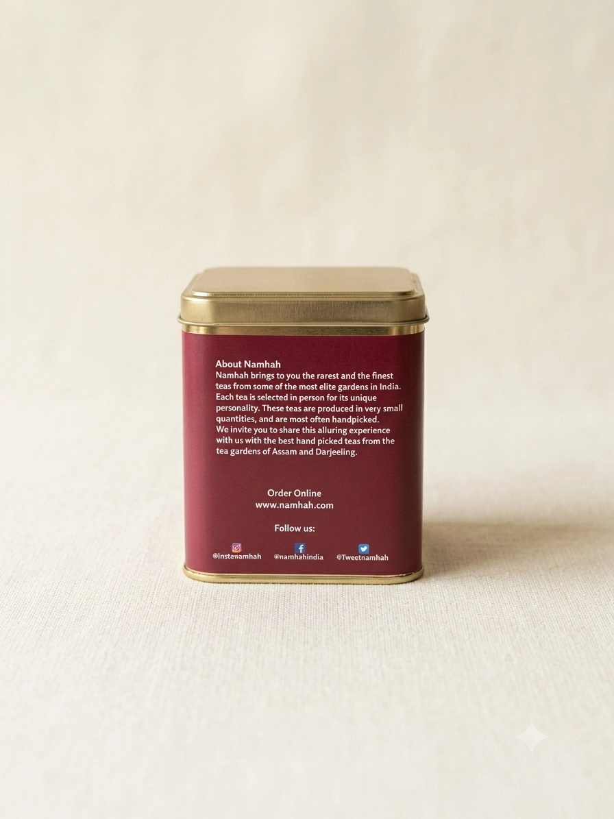 Hibiscus Tea 100gm Tin Box With Side view of tin box