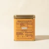 Mango Tea 100gm Tin Box With Side view of tin box with Ingredients and Nutritional Table