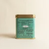 Mint Green Tea 100gm Tin Box With Side view of tin box with Ingredients and Nutritional Table